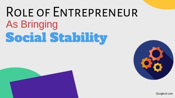 Role of Entrepreneurs in Bringing Social Stability Role of Entrepreneurs in Bringing Social Stability